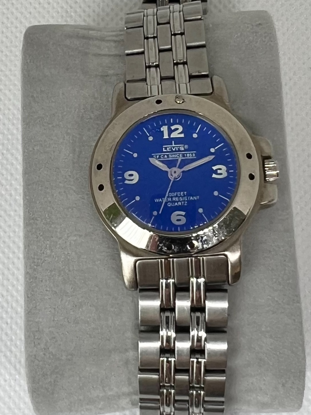 Ladies or Children’s Vintage Levi's Silver Watch with Blue Dial